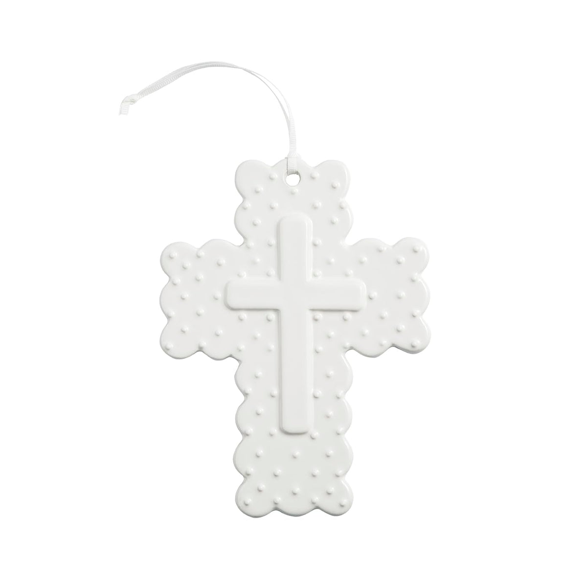 Mud Pie White Ceramic Dot Decorative Cross
