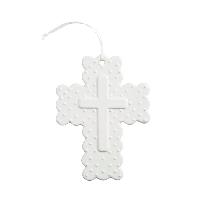 Mud Pie White Ceramic Dot Decorative Cross