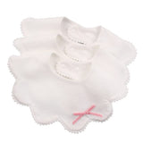 JANGANNSA 3 PCS White Flower Baby Bibs Infant Burp Clothes for Baby Girls Saliva Towel Cotton Infant Toddler Girls Bibs (3PCS-White)