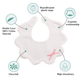 JANGANNSA 3 PCS White Flower Baby Bibs Infant Burp Clothes for Baby Girls Saliva Towel Cotton Infant Toddler Girls Bibs (3PCS-White)