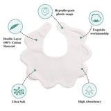 JANGANNSA 3 PCS White Flower Baby Bibs Infant Burp Clothes for Baby Girls Saliva Towel Cotton Infant Toddler Girls Bibs (3PCS-White)