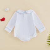 Balaflyie Baby Boy Girl Bubble Romper Long Sleeve Plain Collar Bodysuit | Infant Fall Clothes, Peter Pan Collar Romper for Unisex Babies&Toddler, Newborn Cotton Clothing, Ideal for Holiday and Daliy