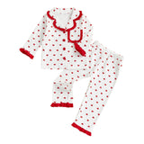 Biayxms Baby Kid Girls Ruffled Cotton Pajamas Set Long Sleeve Button Down Shirts Tops and Pants Matching 2PCS Pj Lounge Sets