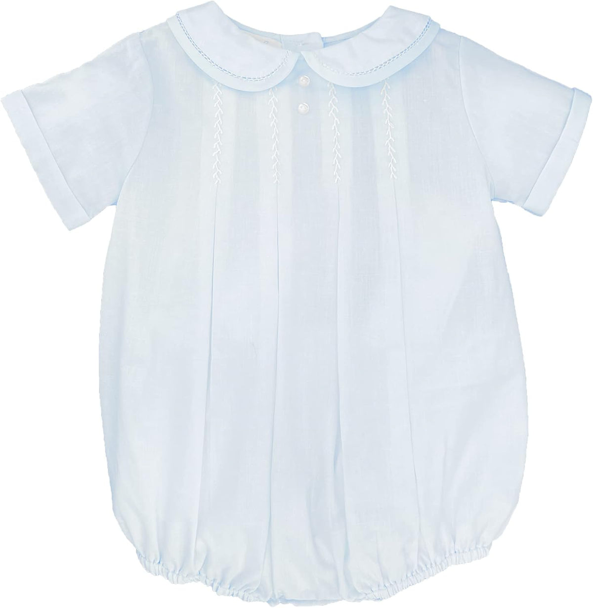 Petit Ami Baby Boys' Romper with Pleats and Feather Stitching