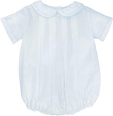 Petit Ami Baby Boys' Romper with Pleats and Feather Stitching