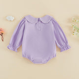 Balaflyie Baby Boy Girl Bubble Romper Long Sleeve Plain Collar Bodysuit | Infant Fall Clothes, Peter Pan Collar Romper for Unisex Babies&Toddler, Newborn Cotton Clothing, Ideal for Holiday and Daliy
