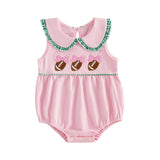 Baby Girl Clothes Newborn Golf Cart Embroidery Peter Pan Collar Sleeveless Romper Bubble Bodysuit Cute Summer Outfit