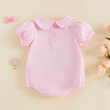 Balaflyie Bubble Romper Baby Boy Girl Cotton Collar Bodysuit Infant Top | Toddler Oversize T-shirt Romper, Scalloped/Piping Collared, Unisex Baby Embroidery Bubble, Peter Pan Collar Bodysuit Summer