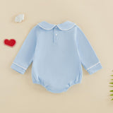 Balaflyie Baby Boy Girl Bubble Romper Long Sleeve Plain Collar Bodysuit | Infant Fall Clothes, Peter Pan Collar Romper for Unisex Babies&Toddler, Newborn Cotton Clothing, Ideal for Holiday and Daliy