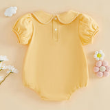 Balaflyie Bubble Romper Baby Boy Girl Cotton Collar Bodysuit Infant Top | Toddler Oversize T-shirt Romper, Scalloped/Piping Collared, Unisex Baby Embroidery Bubble, Peter Pan Collar Bodysuit Summer
