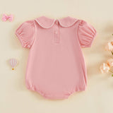 Balaflyie Bubble Romper Baby Boy Girl Cotton Collar Bodysuit Infant Top | Toddler Oversize T-shirt Romper, Scalloped/Piping Collared, Unisex Baby Embroidery Bubble, Peter Pan Collar Bodysuit Summer
