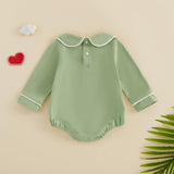 Balaflyie Baby Boy Girl Bubble Romper Long Sleeve Plain Collar Bodysuit | Infant Fall Clothes, Peter Pan Collar Romper for Unisex Babies&Toddler, Newborn Cotton Clothing, Ideal for Holiday and Daliy