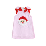 Toddler Baby Girl Holiday Outfit Striped Sleevless Tank Dress |  embroidery, bow decor, a-line dress, 6M-4Y girls