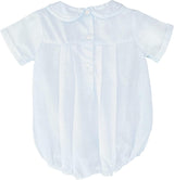 Petit Ami Baby Boys' Romper with Pleats and Feather Stitching