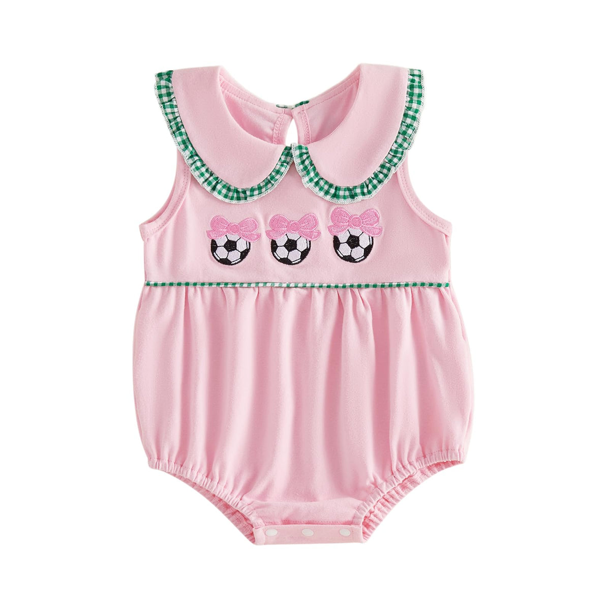 Baby Girl Clothes Newborn Golf Cart Embroidery Peter Pan Collar Sleeveless Romper Bubble Bodysuit Cute Summer Outfit