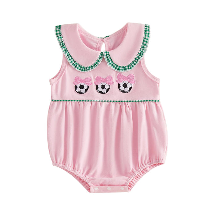 Baby Girl Clothes Newborn Golf Cart Embroidery Peter Pan Collar Sleeveless Romper Bubble Bodysuit Cute Summer Outfit