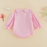 Balaflyie Baby Boy Girl Bubble Romper Long Sleeve Plain Collar Bodysuit | Infant Fall Clothes, Peter Pan Collar Romper for Unisex Babies&Toddler, Newborn Cotton Clothing, Ideal for Holiday and Daliy