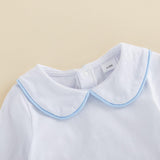 Balaflyie Baby Boy Girl Bubble Romper Long Sleeve Plain Collar Bodysuit | Infant Fall Clothes, Peter Pan Collar Romper for Unisex Babies&Toddler, Newborn Cotton Clothing, Ideal for Holiday and Daliy