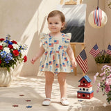 4th of July Toddler Baby Girl Outfits Forth of July USA American Flag Dress Vintage Red White and Blue Outfit