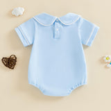 Balaflyie Bubble Romper Baby Boy Girl Cotton Collar Bodysuit Infant Top | Toddler Oversize T-shirt Romper, Scalloped/Piping Collared, Unisex Baby Embroidery Bubble, Peter Pan Collar Bodysuit Summer