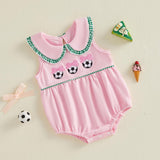 Baby Girl Clothes Newborn Golf Cart Embroidery Peter Pan Collar Sleeveless Romper Bubble Bodysuit Cute Summer Outfit