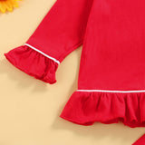 Biayxms Baby Kid Girls Ruffled Cotton Pajamas Set Long Sleeve Button Down Shirts Tops and Pants Matching 2PCS Pj Lounge Sets