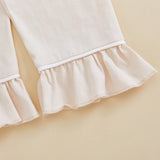 Biayxms Baby Kid Girls Ruffled Cotton Pajamas Set Long Sleeve Button Down Shirts Tops and Pants Matching 2PCS Pj Lounge Sets