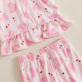 Biayxms Baby Kid Girls Ruffled Cotton Pajamas Set Long Sleeve Button Down Shirts Tops and Pants Matching 2PCS Pj Lounge Sets