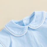 Balaflyie Bubble Romper Baby Boy Girl Cotton Collar Bodysuit Infant Top | Toddler Oversize T-shirt Romper, Scalloped/Piping Collared, Unisex Baby Embroidery Bubble, Peter Pan Collar Bodysuit Summer