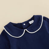 Balaflyie Baby Boy Girl Bubble Romper Long Sleeve Plain Collar Bodysuit | Infant Fall Clothes, Peter Pan Collar Romper for Unisex Babies&Toddler, Newborn Cotton Clothing, Ideal for Holiday and Daliy