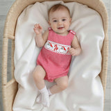 Newborn Baby Boy Christmas Outfit Embroidery Sleeveless Smocked Bubble Romper Plaid Overalls Bodysuit Winter Clothes