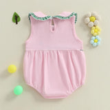 Baby Girl Clothes Newborn Golf Cart Embroidery Peter Pan Collar Sleeveless Romper Bubble Bodysuit Cute Summer Outfit