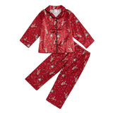 Toddler Kids Christmas Pajamas Tree Bows Print Pajama Girls Loungewear | Little Girl Christmas Pajamas Satin Lapel Fuzzy PJ Set Christmas Tree Bows Print Shirt Tops and Pants Kids Silk Sleepwear