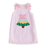 Toddler Baby Girl Holiday Outfit Striped Sleevless Tank Dress |  embroidery, bow decor, a-line dress, 6M-4Y girls