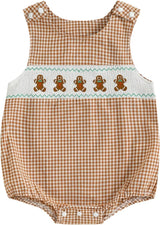 Newborn Baby Boy Christmas Outfit Embroidery Sleeveless Smocked Bubble Romper Plaid Overalls Bodysuit Winter Clothes