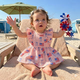 4th of July Toddler Baby Girl Outfits Forth of July USA American Flag Dress Vintage Red White and Blue Outfit