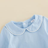Balaflyie Baby Boy Girl Bubble Romper Long Sleeve Plain Collar Bodysuit | Infant Fall Clothes, Peter Pan Collar Romper for Unisex Babies&Toddler, Newborn Cotton Clothing, Ideal for Holiday and Daliy