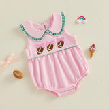 Baby Girl Clothes Newborn Golf Cart Embroidery Peter Pan Collar Sleeveless Romper Bubble Bodysuit Cute Summer Outfit