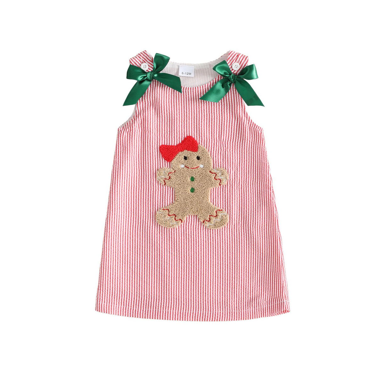 Toddler Baby Girl Holiday Outfit Striped Sleevless Tank Dress |  embroidery, bow decor, a-line dress, 6M-4Y girls