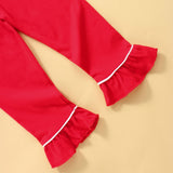 Biayxms Baby Kid Girls Ruffled Cotton Pajamas Set Long Sleeve Button Down Shirts Tops and Pants Matching 2PCS Pj Lounge Sets