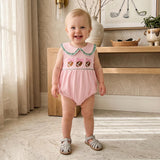 Baby Girl Clothes Newborn Golf Cart Embroidery Peter Pan Collar Sleeveless Romper Bubble Bodysuit Cute Summer Outfit