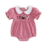 Balaflyie Bubble Romper Baby Boy Girl Cotton Collar Bodysuit Infant Top | Toddler Oversize T-shirt Romper, Scalloped/Piping Collared, Unisex Baby Embroidery Bubble, Peter Pan Collar Bodysuit Summer