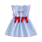 4th of July Toddler Baby Girl Outfits Forth of July USA American Flag Dress Vintage Red White and Blue Outfit