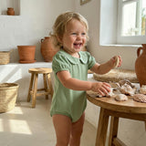Balaflyie Bubble Romper Baby Boy Girl Cotton Collar Bodysuit Infant Top | Toddler Oversize T-shirt Romper, Scalloped/Piping Collared, Unisex Baby Embroidery Bubble, Peter Pan Collar Bodysuit Summer