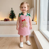 Toddler Baby Girl Holiday Outfit Striped Sleevless Tank Dress |  embroidery, bow decor, a-line dress, 6M-4Y girls