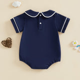 Balaflyie Bubble Romper Baby Boy Girl Cotton Collar Bodysuit Infant Top | Toddler Oversize T-shirt Romper, Scalloped/Piping Collared, Unisex Baby Embroidery Bubble, Peter Pan Collar Bodysuit Summer