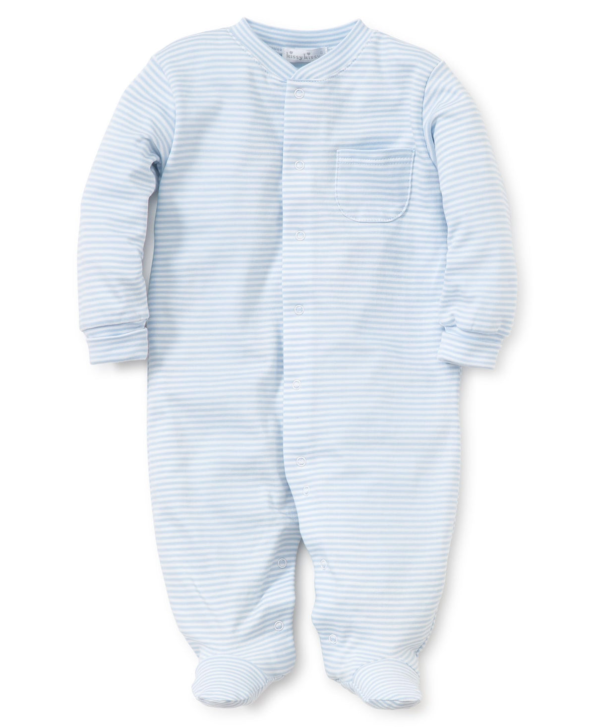 kissy kissy Baby Boys&Girls Simple Stripes Pajamas, Newborn to 24 Months | Snap Front Closure, Footie, 100% Premium Pima Cotton, Mitten-Cuffs