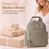 Lil cactus Baby-Pack Vegan Leather Diaper Bag Backpack With Bottle Pockets, Changing Pad, Laptop Sleeve, Traveler For Moms