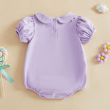 Balaflyie Bubble Romper Baby Boy Girl Cotton Collar Bodysuit Infant Top | Toddler Oversize T-shirt Romper, Scalloped/Piping Collared, Unisex Baby Embroidery Bubble, Peter Pan Collar Bodysuit Summer