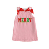 Toddler Baby Girl Holiday Outfit Striped Sleevless Tank Dress |  embroidery, bow decor, a-line dress, 6M-4Y girls